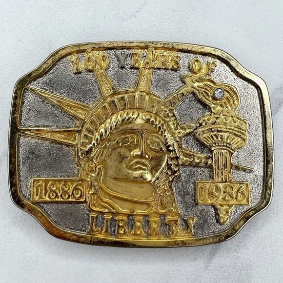 Vintage 1986 100 Years of Liberty America Belt Buckle - Picture 1 of 7